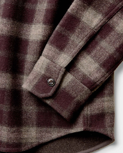 The Maritime Shirt Jacket in Burgundy Plaid Wool