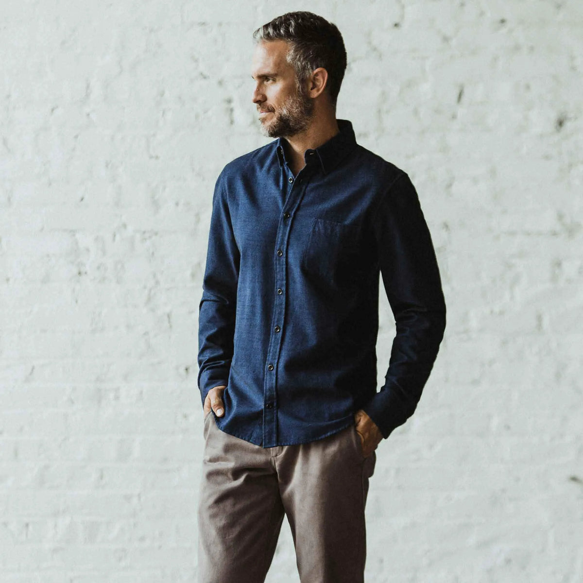 The Jack in Brushed Navy Oxford