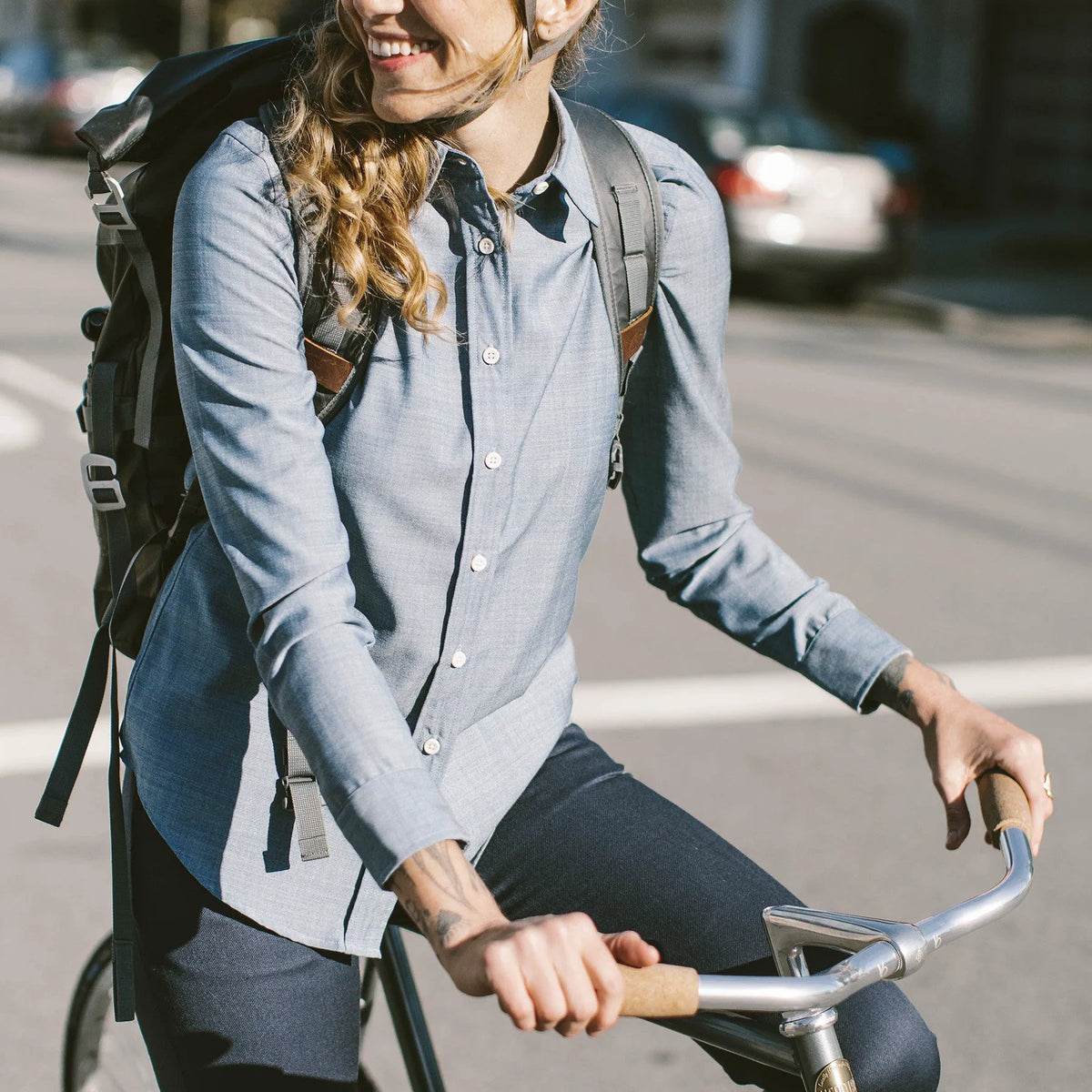 The Katherine in Blue Merino 4S Chambray