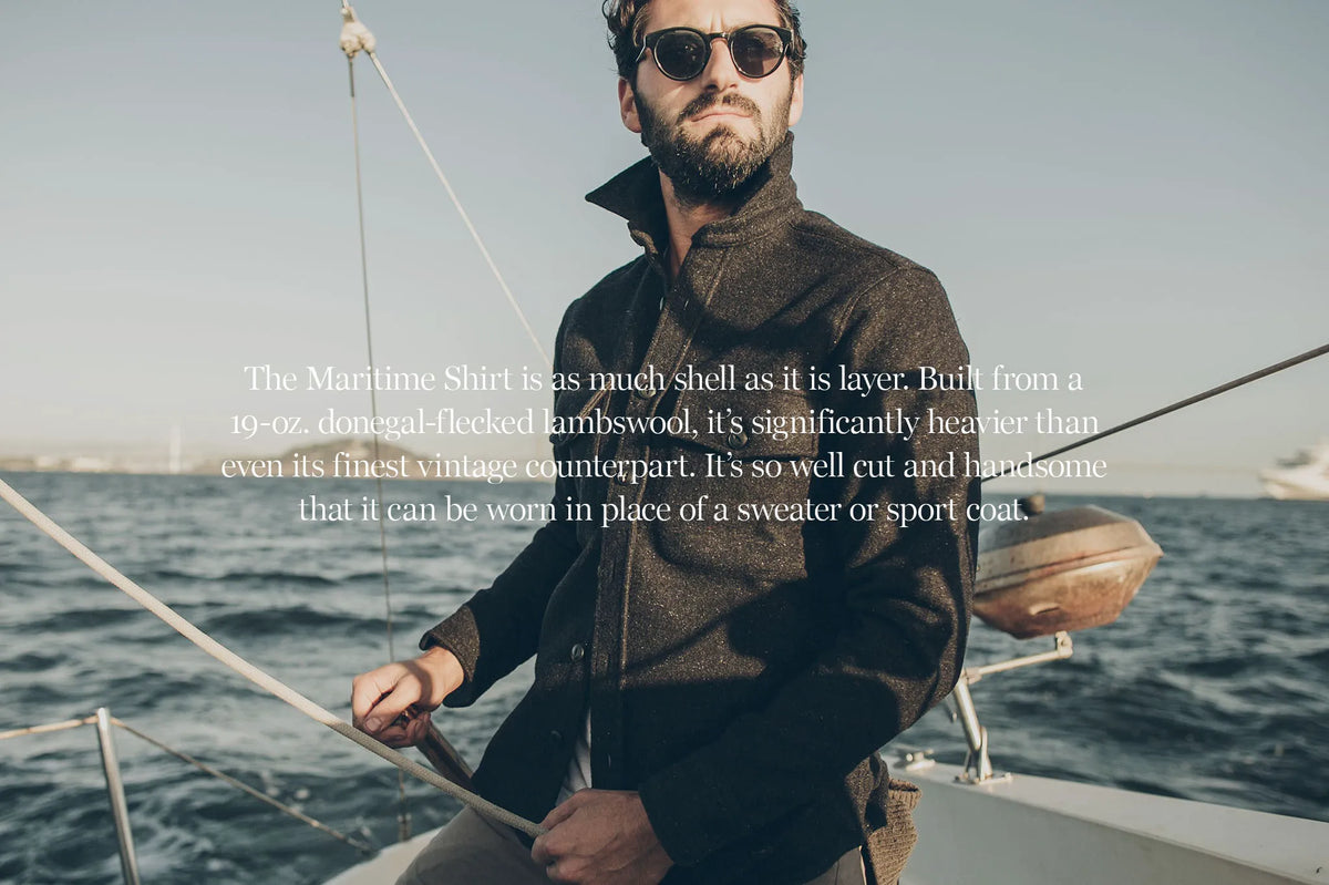 The Maritime Shirt Jacket in Charcoal Donegal Wool