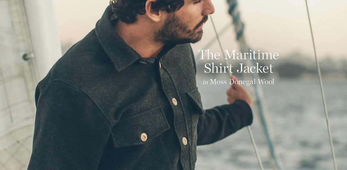 The Maritime Shirt Jacket in Moss Donegal Wool