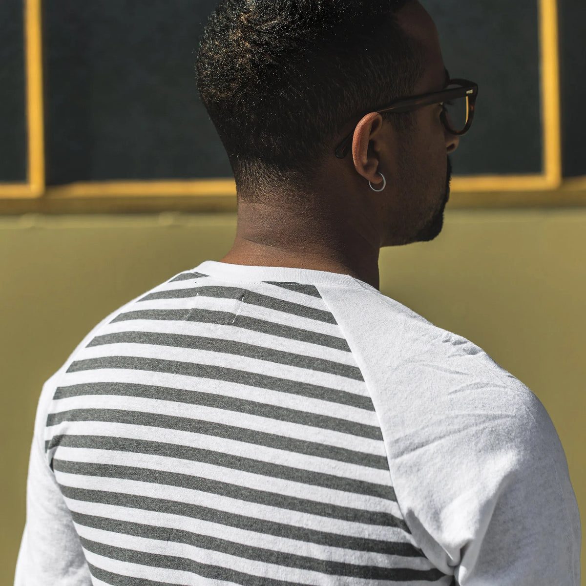 The Triblend Long Sleeve in Charcoal Stripe