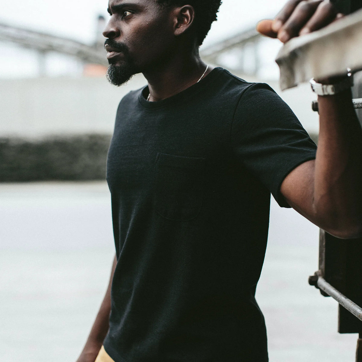 The Heavy Bag Tee in Black Melange