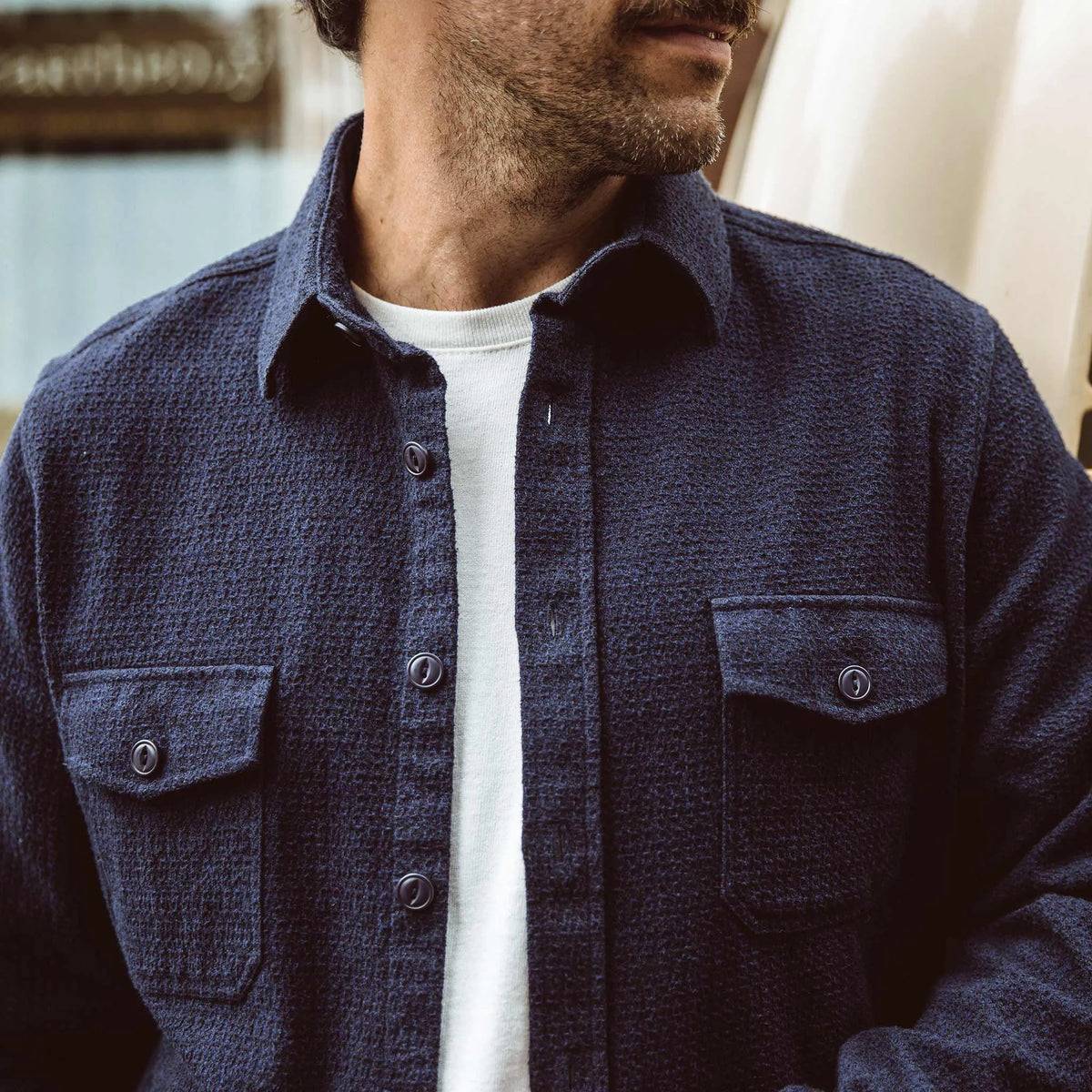 The Utility Shirt in Navy Jacquard