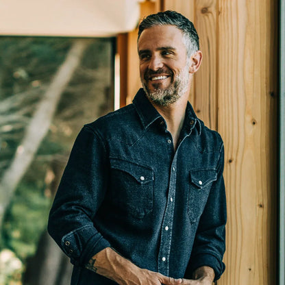 The Western Shirt in Indigo Crepe