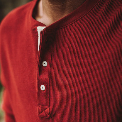 The Heavy Bag Waffle Henley in Cardinal
