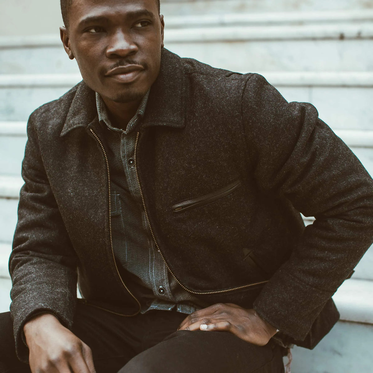The Monterey Bomber in Charcoal Wool