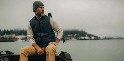 The Anchorage Vest in Charcoal Dry Wax