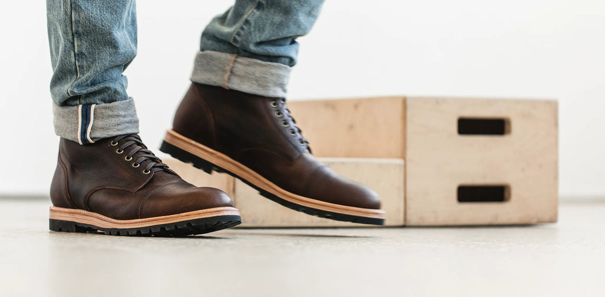 The Moto Boot in Chocolate Pebble Grain
