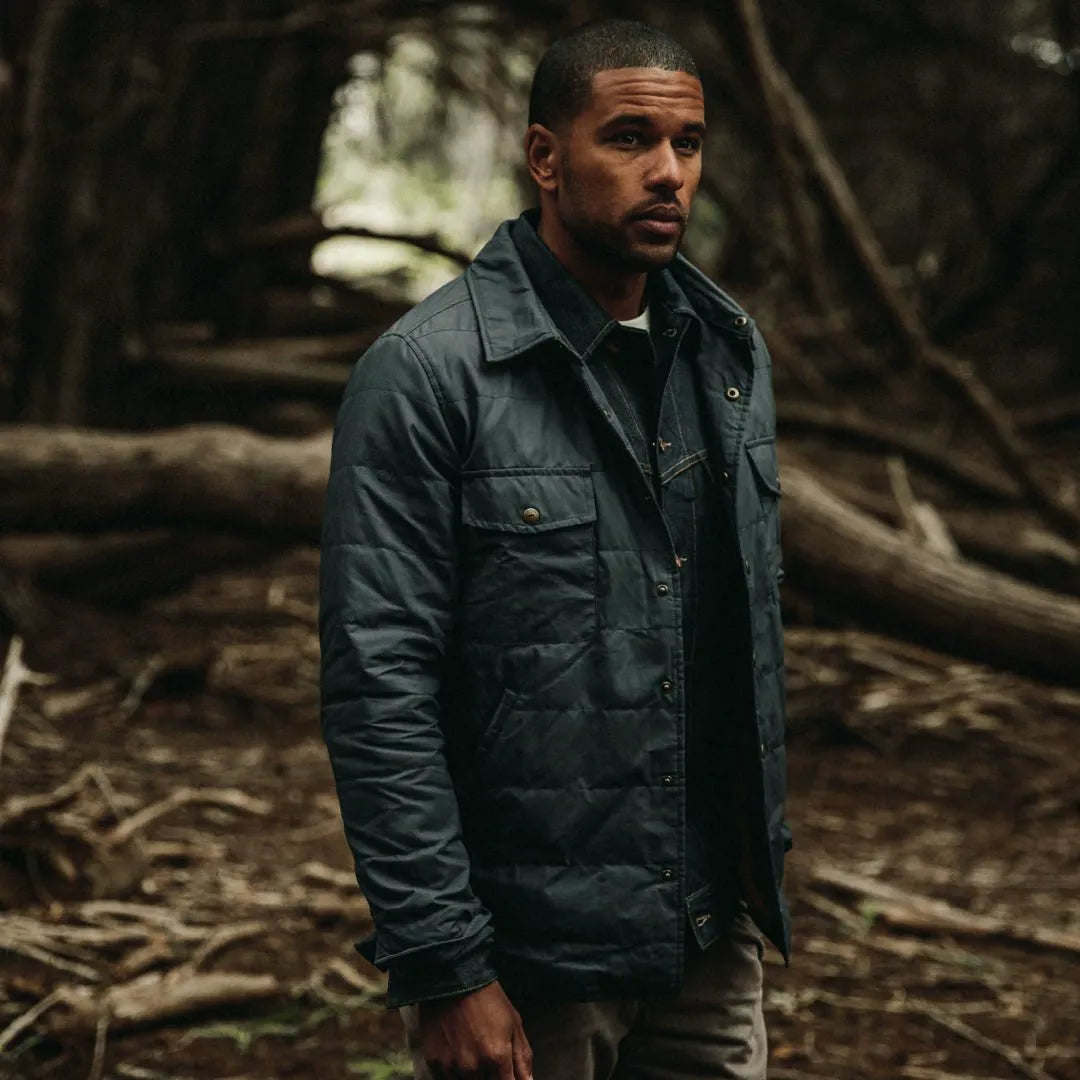 The Garrison Shirt Jacket in Navy Dry Wax
