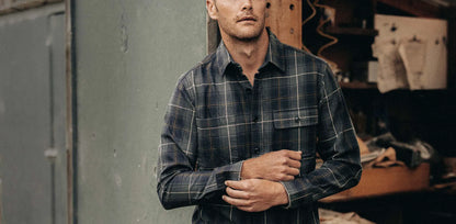 The Moto Utility Shirt in Shale Plaid