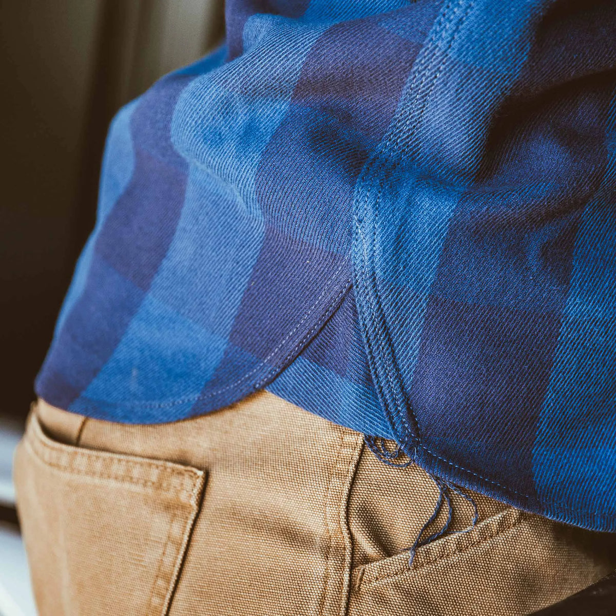 The Moto Utility Shirt in Royal & Navy Buffalo Plaid