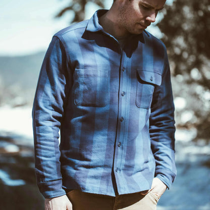 The Moto Utility Shirt in Royal & Navy Buffalo Plaid