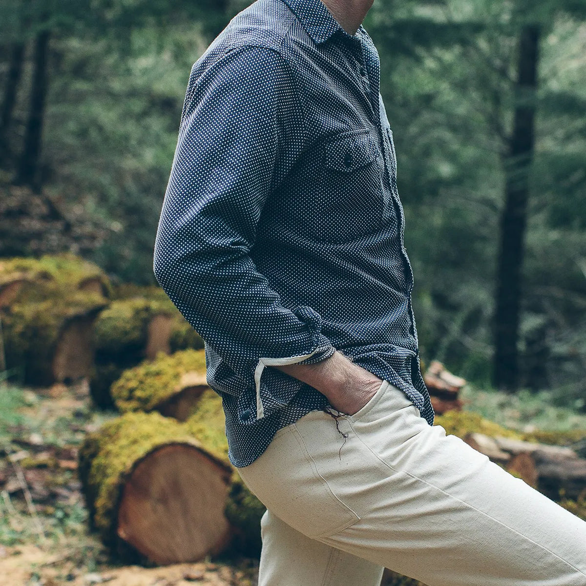 The Utility Shirt in Indigo Cross Jacquard