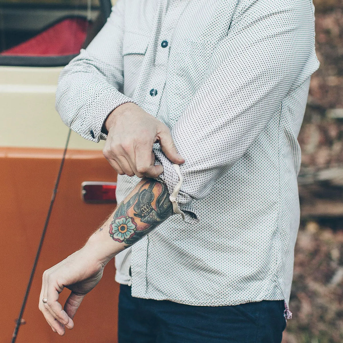 The Utility Shirt in Natural Cross Jacquard