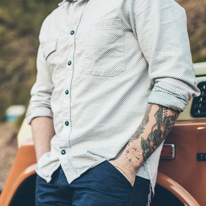 The Utility Shirt in Natural Cross Jacquard