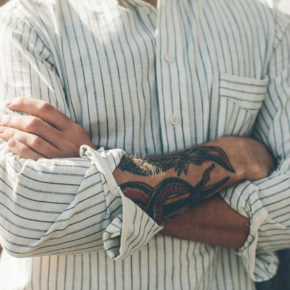 The Popover in Indigo Variegated Stripe