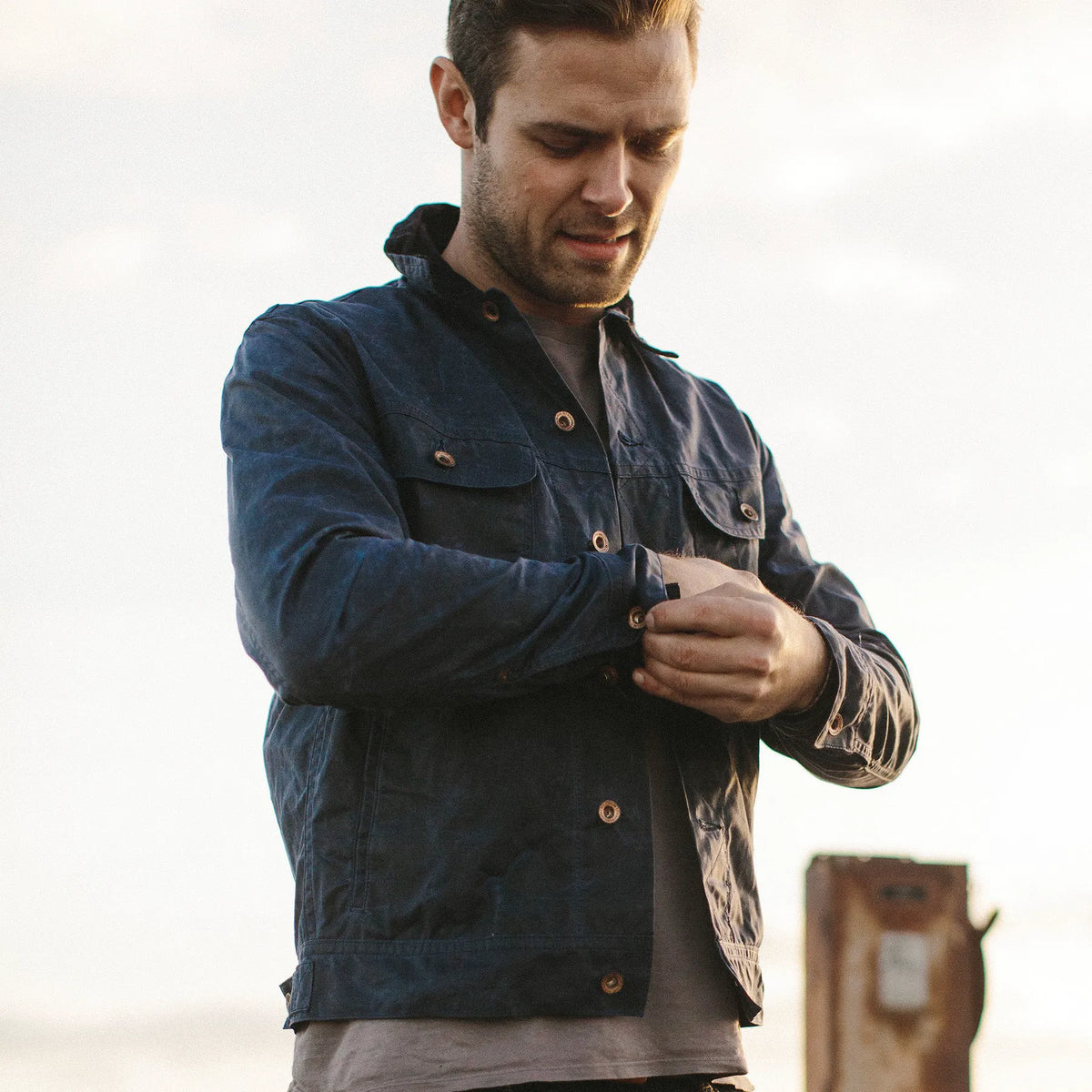 The Long Haul Jacket in Navy Waxed Canvas