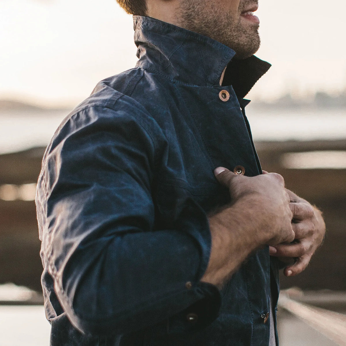 The Long Haul Jacket in Navy Waxed Canvas