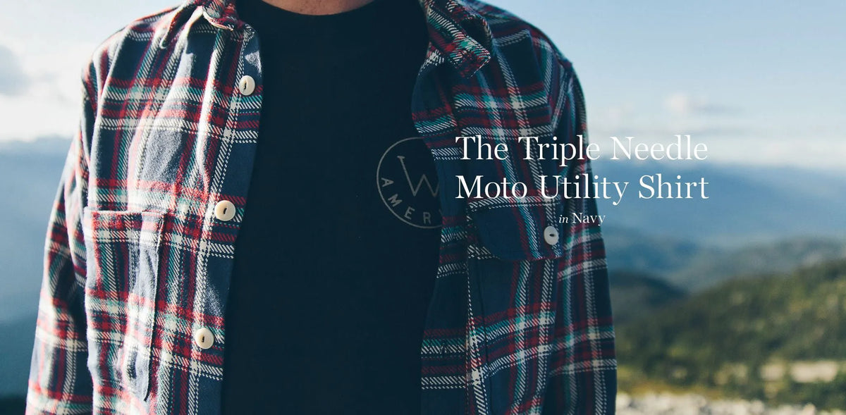 The Triple Needle Moto Utility Shirt in Navy