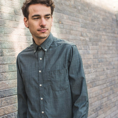 The Merino Jack in Stone Green Chambray