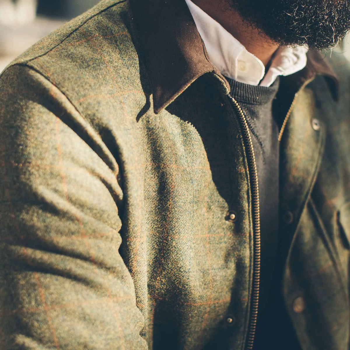 The Rover Jacket in Olive Plaid Waxed Wool