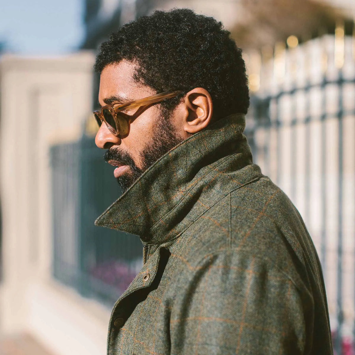 The Rover Jacket in Olive Plaid Waxed Wool