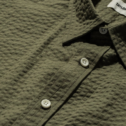 The Short Sleeve California in Army Seersucker