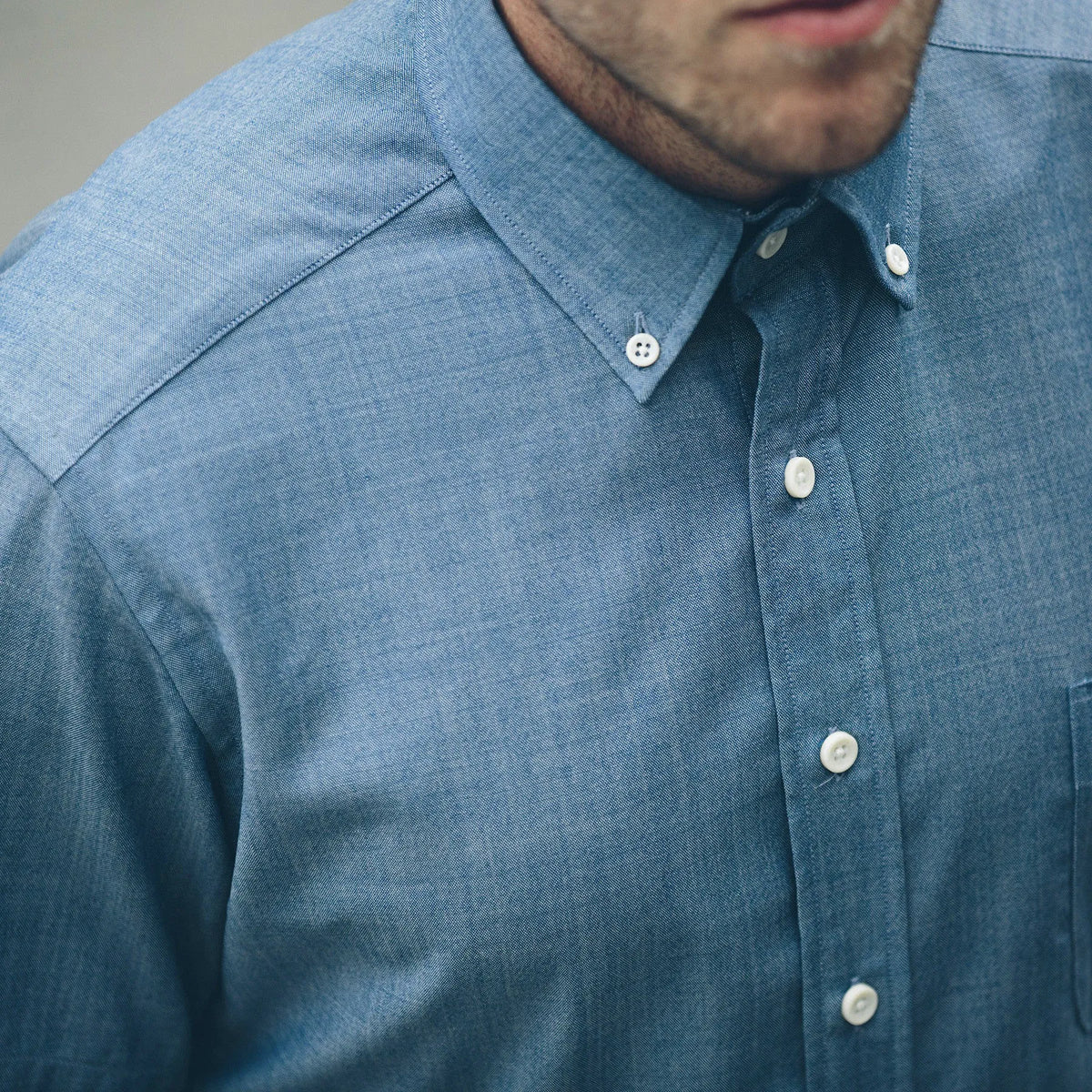 The Short Sleeve Jack in Sky Blue Chambray