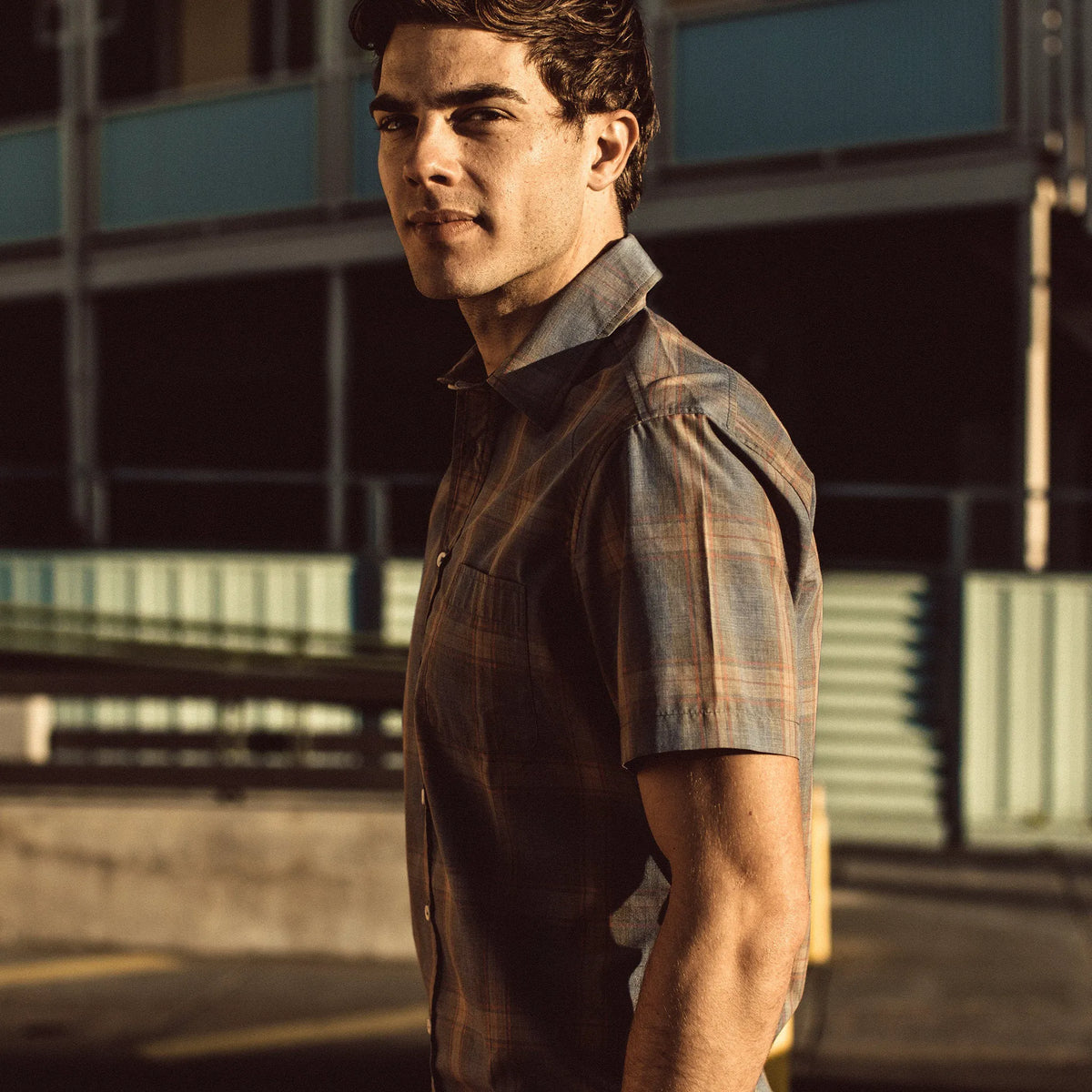 The Short Sleeve California in Melange Plaid