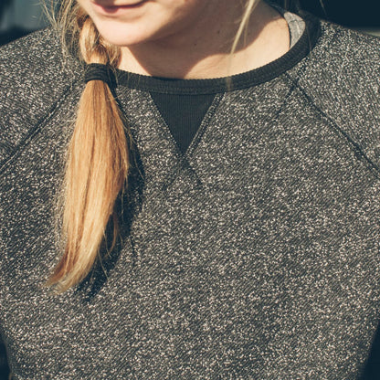 The Women's Apres Crewneck in Salt and Pepper Fleece
