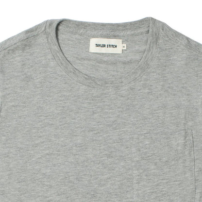 The Crewneck Pocket Tee in Heather Grey