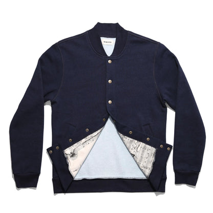 The Bomber in Indigo Fleece