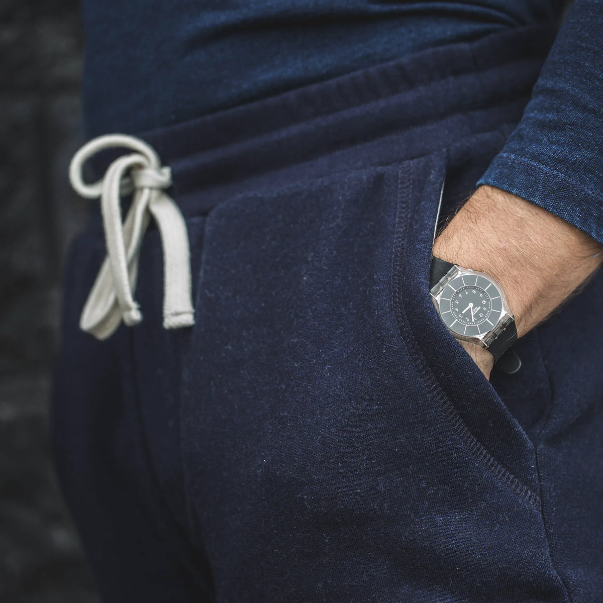 The Travel Pant in Indigo Fleece