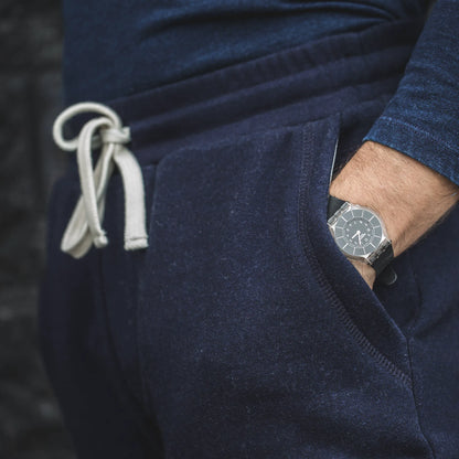 The Travel Pant in Indigo Fleece