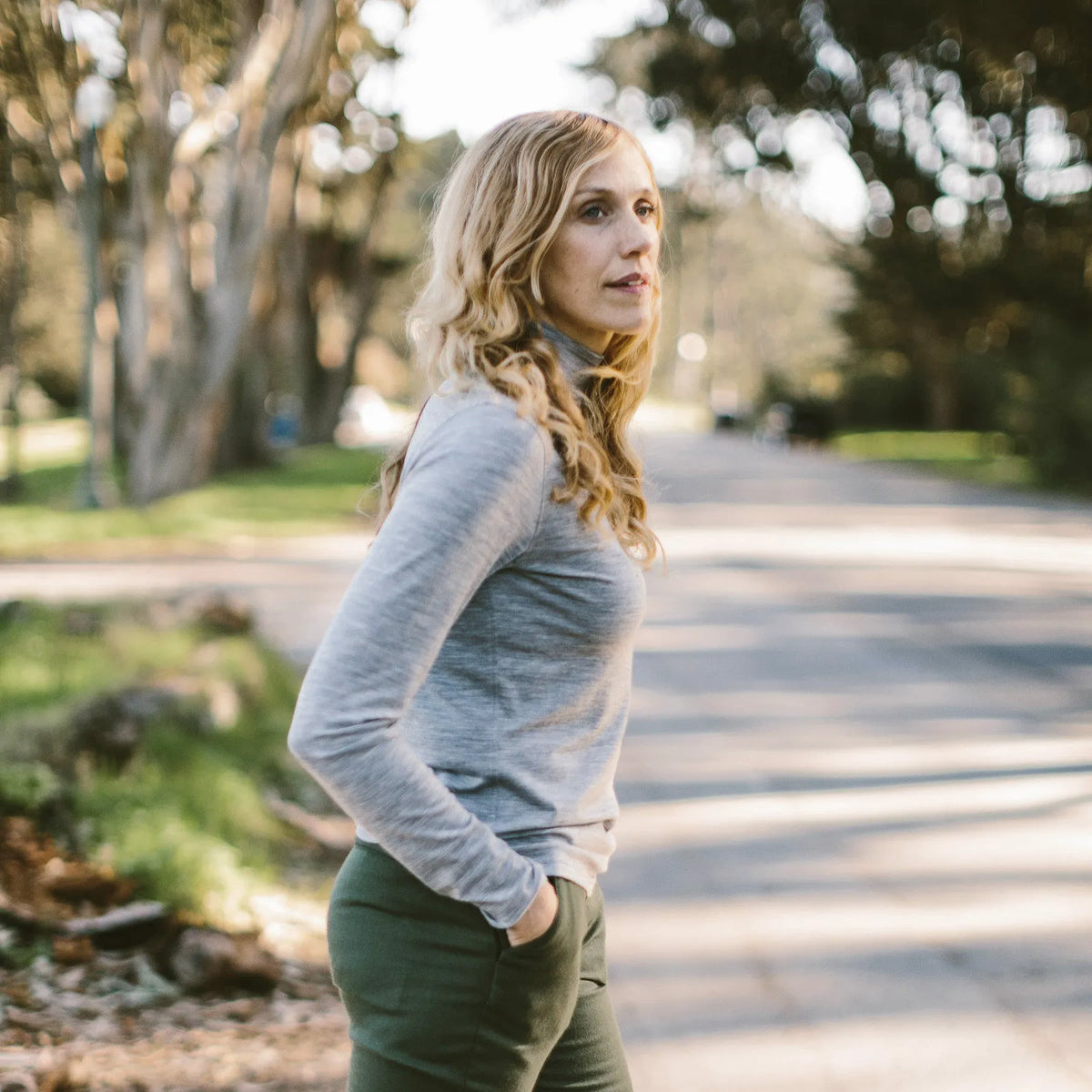 The Mercerized Merino Turtle Neck in Heather Grey
