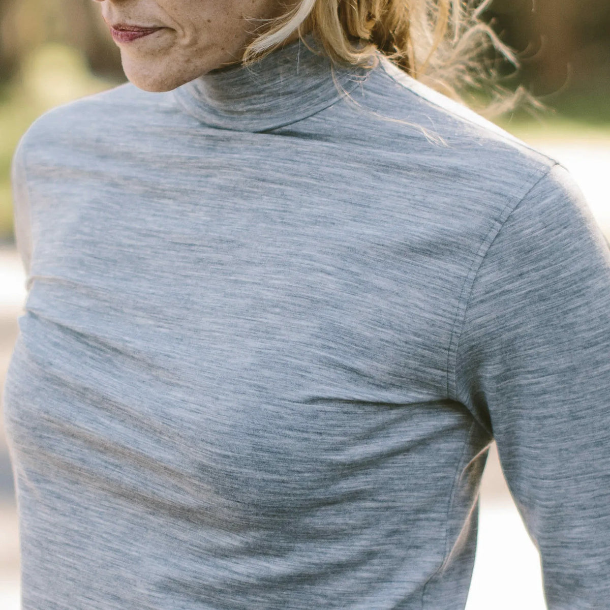 The Mercerized Merino Turtle Neck in Heather Grey