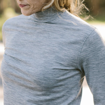 The Mercerized Merino Turtle Neck in Heather Grey