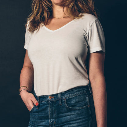 The Elle V-Neck Tee in Ivory