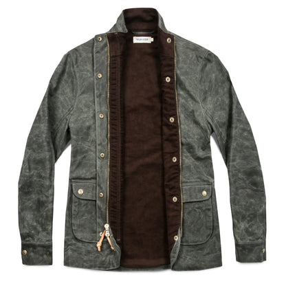 The Field Jacket in Dark Olive Beeswaxed Canvas