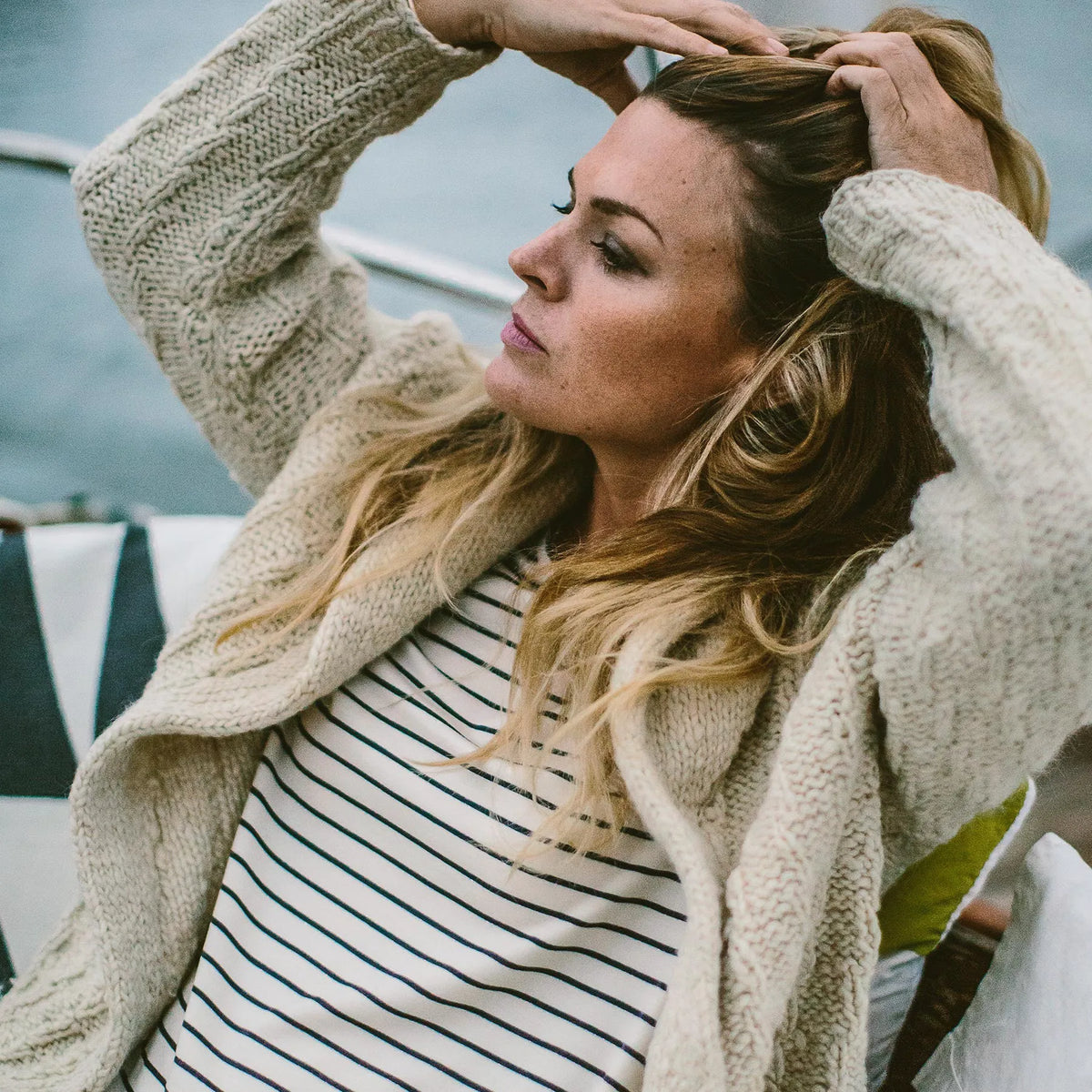 The Sausalito Dress in Forest Stripe Mercerized Merino