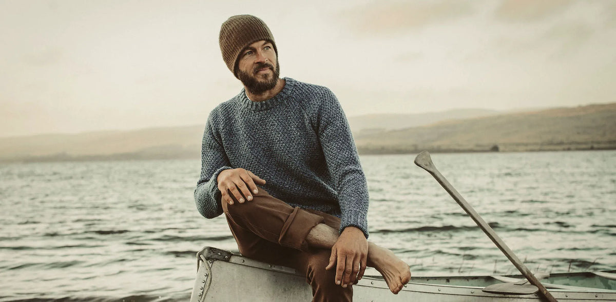 The Fisherman Sweater in Navy Melange