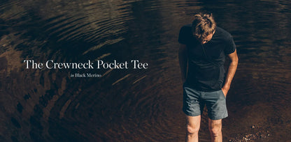 The Crewneck Pocket Tee in Black Merino