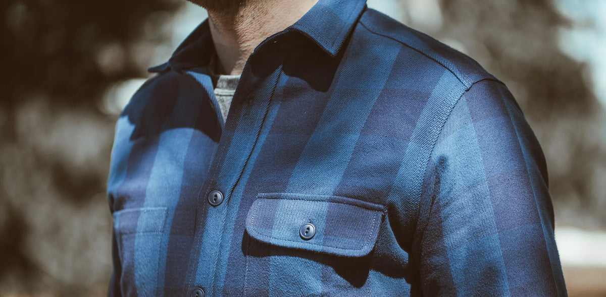 The Moto Utility Shirt in Royal & Navy Buffalo Plaid
