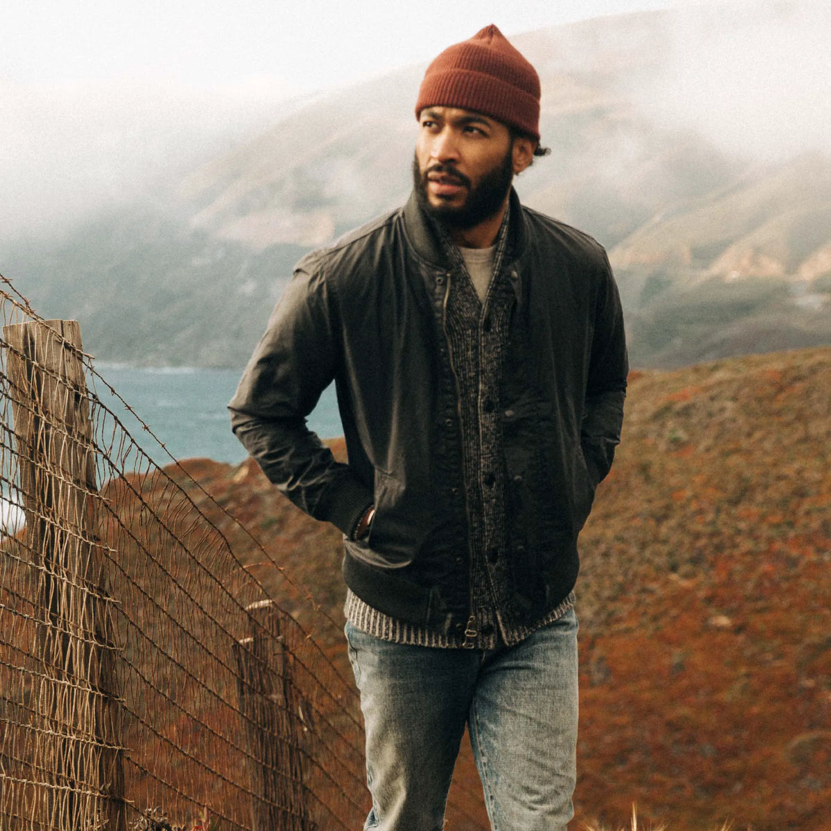 The Bomber Jacket in Waxed Navy