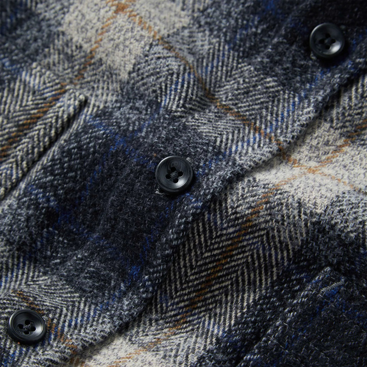 The Utility Shirt in Navy Jaspe Herringbone Plaid