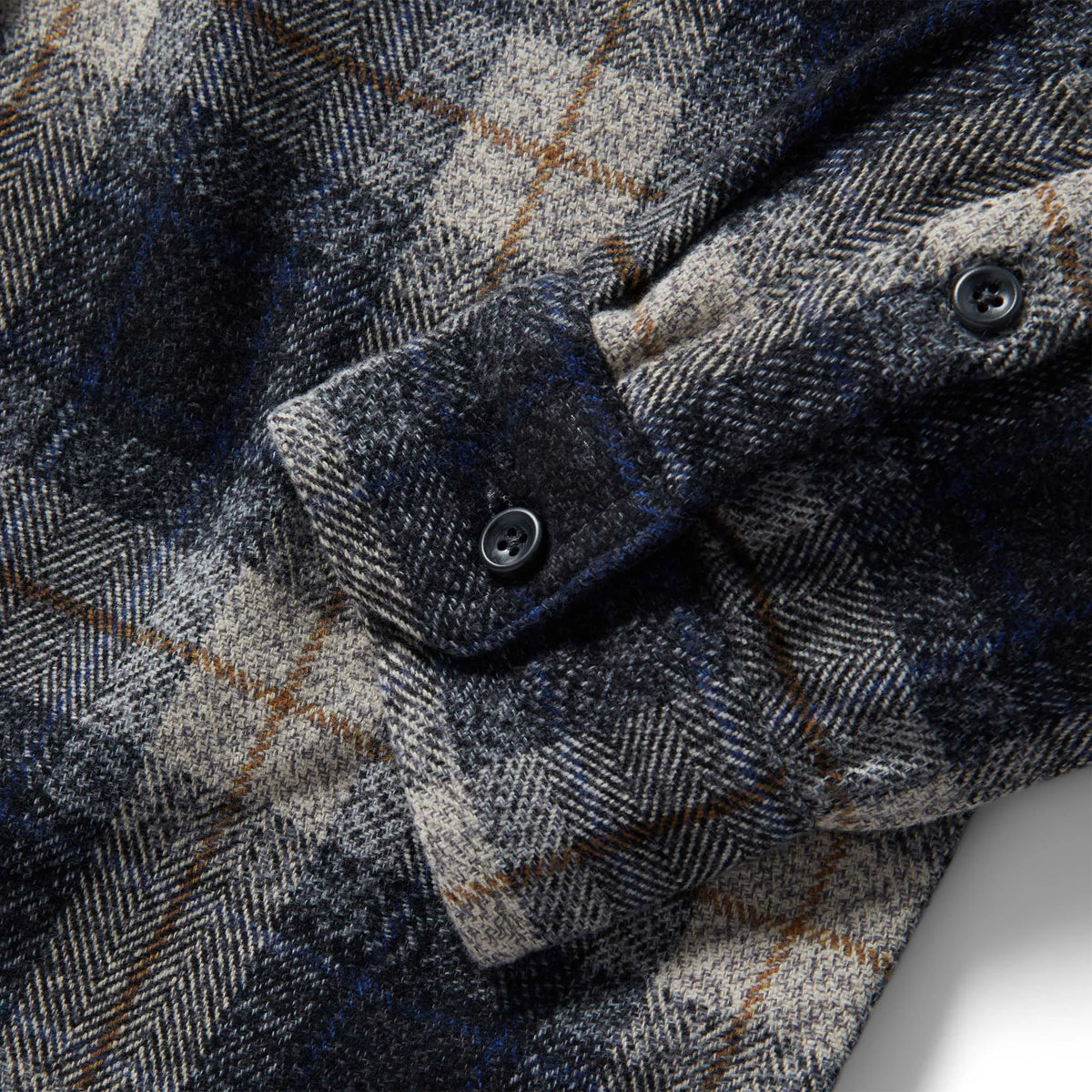 The Utility Shirt in Navy Jaspe Herringbone Plaid