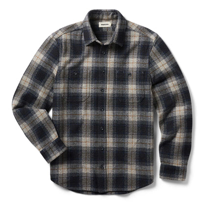 The Utility Shirt in Navy Jaspe Herringbone Plaid