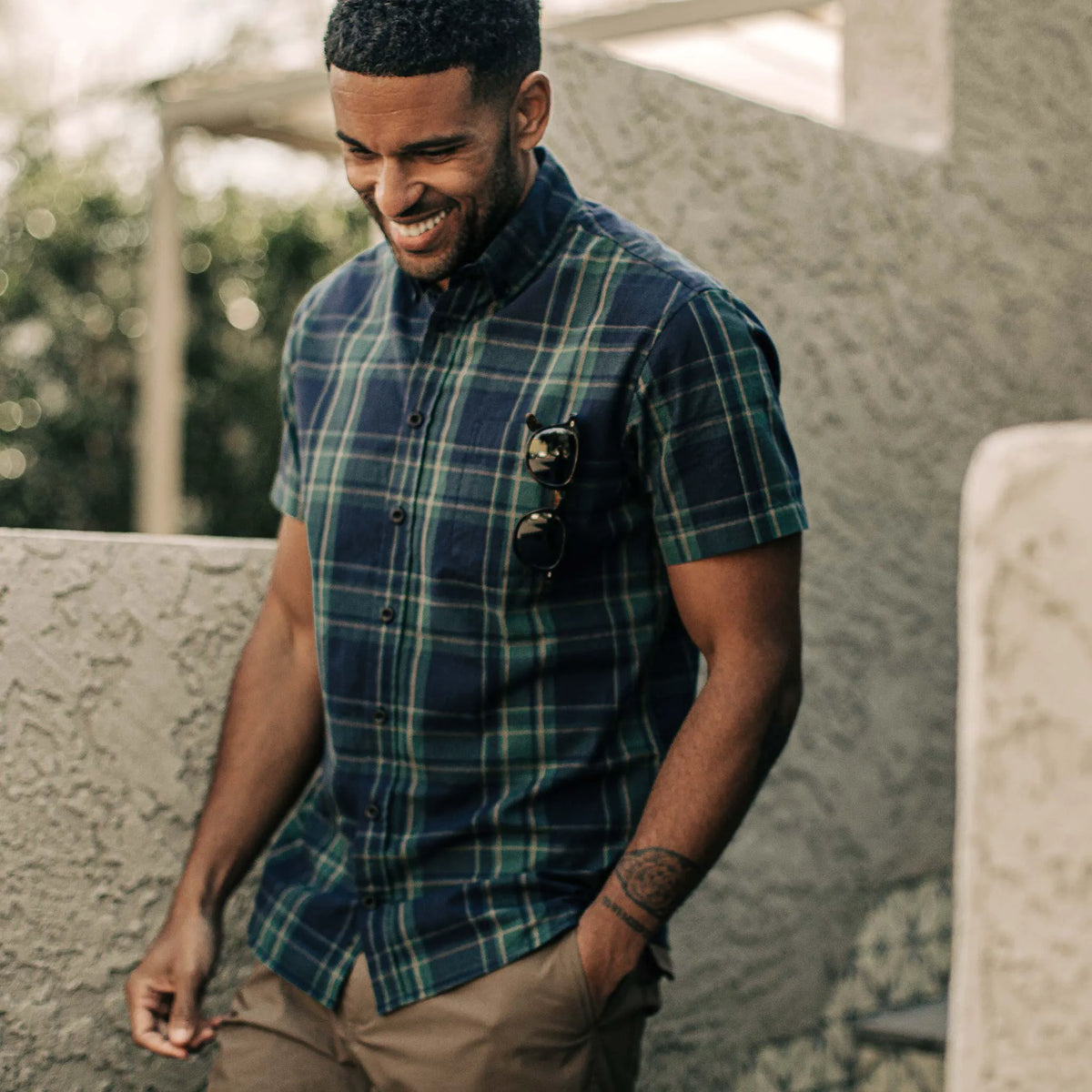 The Short Sleeve Jack in Green Madras