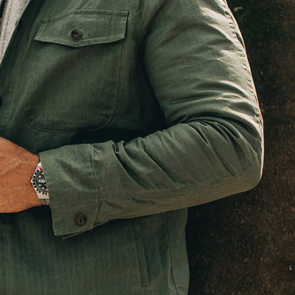 The Lombardi Jacket in Olive Dry Wax